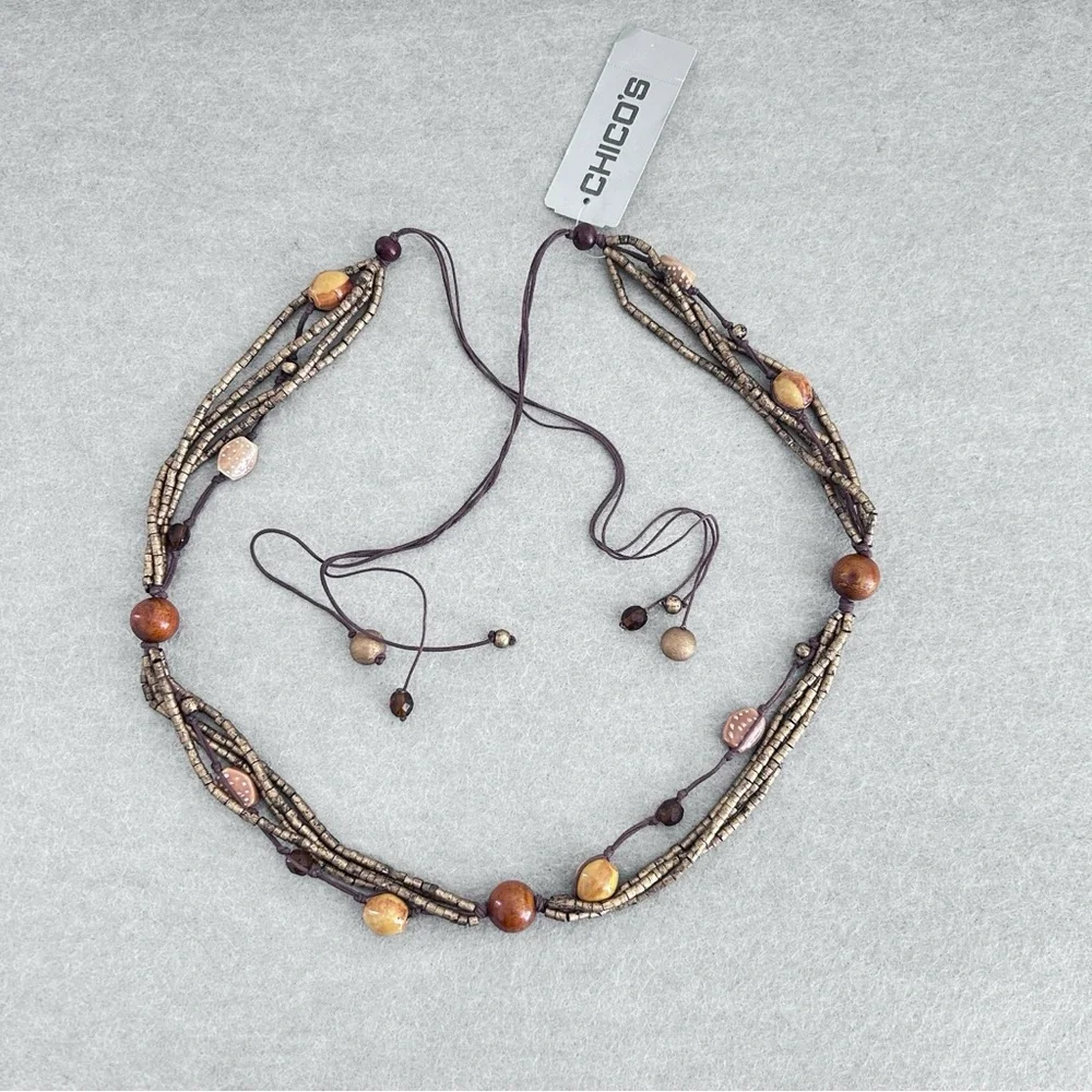 Chico’s Beaded Belt Tie Back Boho Size S/M
